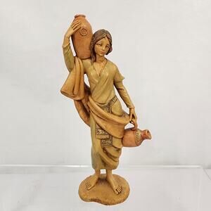 Vintage 1983 Depose Italy Fontanini #345 Woman Holding Water Jugs Figurine